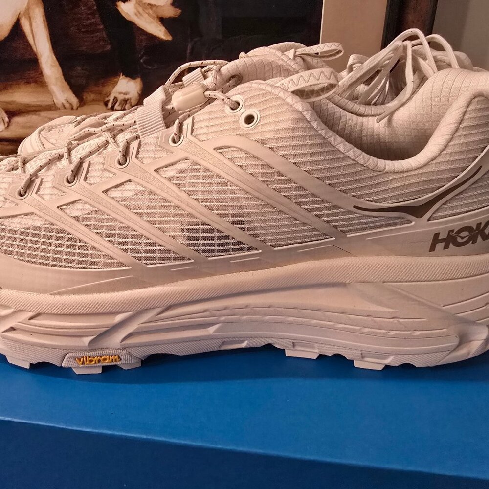 Hoka One U Mafate Three2 Cream Stucco Trail Running 1173332-RCC Mens Sz 12